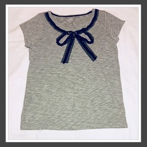 NEW LOFT Crew Neck T-Shirt With Ribbon And Beads